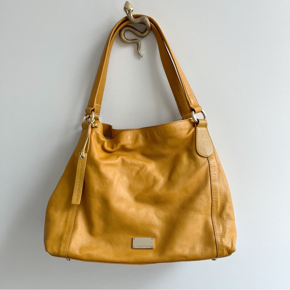 Paul Costelloe Sophie Mustard Genuine Leather Slouchy Shoulder Bag